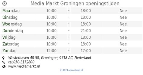 media markt openingstijden nederland.